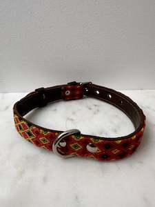 Huichol Fully Embroidered Dog Collar L7
