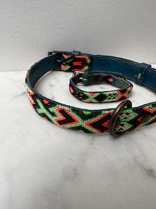 Huichol Fully Embroidered Dog Collar L4