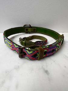 Huichol Fully Embroidered Dog Collar L5