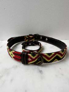 Huichol Fully Embroidered Dog Collar L9