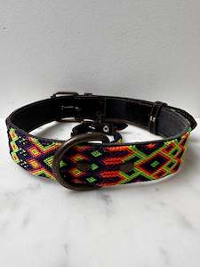 Huichol Embroidered Wide Dog Collar XL2