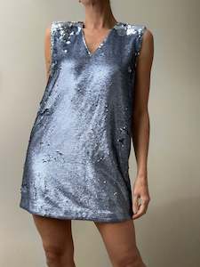 Ganni: Ganni Forever Blue V Neck Mini Dress