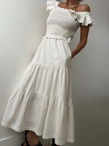 Sea NY Shirred Bodice Dress Cream