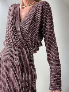 Clearance: Crossover Aubergine Sequin Dress