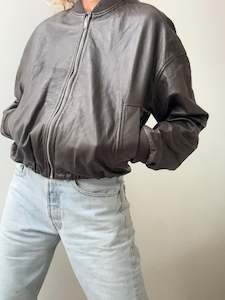 Jake*s Chocolate Leather Bomber Jacket