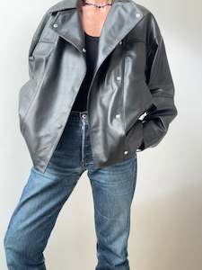 Leather Jackets: Cross Front Leather Jacket Black