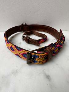 Huichol Fully Embroidered Dog Collar L8