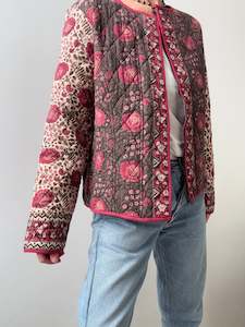 Take 50 Off: Floral Dorris Quilted Jacket Pink