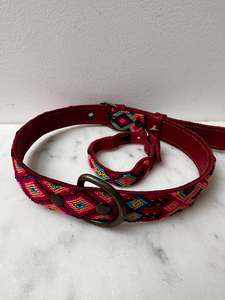 Huichol Fully Embroidered Dog Collar L10