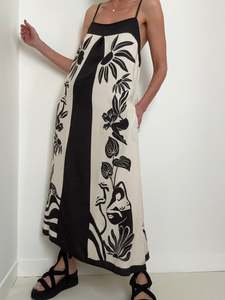 Resort: Square Neck Floral Slim Midi Dress