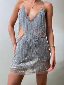 One Off Pieces: Tequila Sunrise Sequin Dress Silver