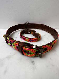 Huichol Fully Embroidered Dog Collar L3