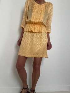 Ganni Peplum Waist Dress Yellow