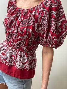 Sea Ny: Block Print Shirred Sweetheart Top