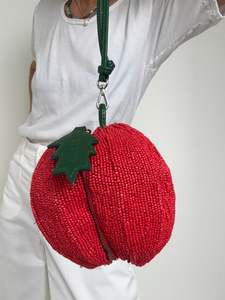 Staud Campari Beaded Bag Tomato