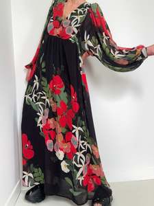 Anthropologie Floral V Neck Maxi Dress