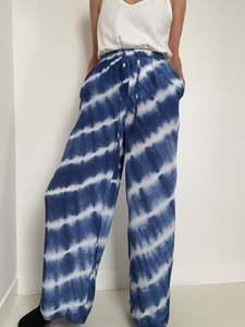 Nous Antwerp: Silk Molly Trousers Blue Tiedye
