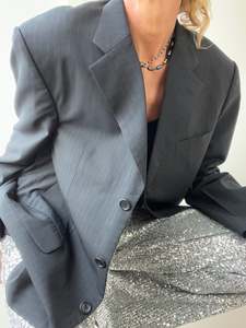 Ysl: Classic Black Pinstriped Blazer