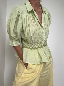 Mint Smocked Shirt