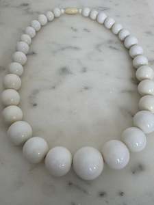 White Beads & Ivory Clasp Necklace