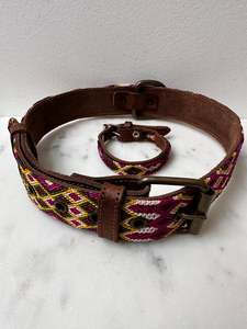 Huichol Embroidered Wide Dog Collar XL1