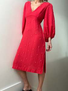 Farm Rio Red Hearts Midi Dress