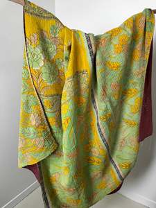 Quilts: Kantha Quilt Lime Floral