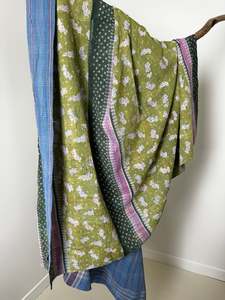 Quilts: Kantha Quilt Green Floral