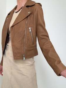 Soft Leather Tan Biker Jacket