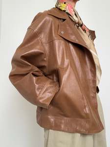Leather Jackets: Cross Front Leather Jacket Caramel