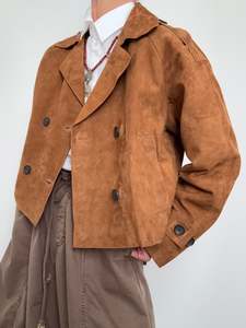 Boxy Suede Jacket Tan