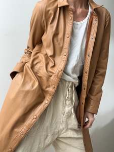 Rue De Femme Lianne Leather Shirtdress Tan
