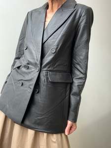 Double Breasted Leather Blazer