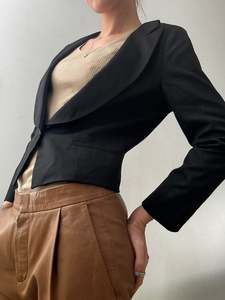 Vintage Designer Cropped Black Blazer