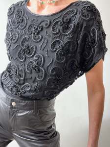 Vintage Black Beaded Bodysuit