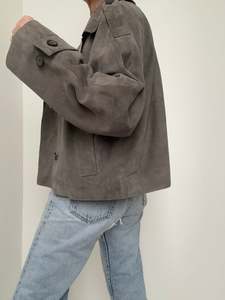 Boxy Suede Jacket Grey