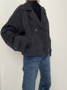 Boxy Suede Jacket Navy