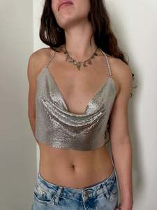 Silver Mesh Crop