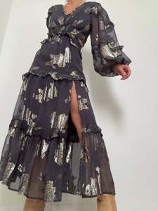 Dresses: Lurex Floral Maxi Dress