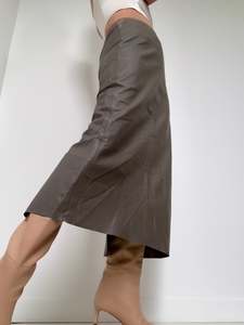 Bottoms: Marina Leather Maxi Skirt Taupe