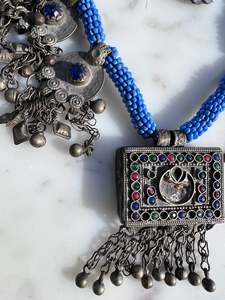 Tribal Necklace With Blue Beads