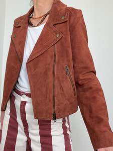 Perforated Suede Biker Jacket