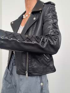 Leather Jackets: Lace Up Leather Biker Jacket