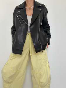Oversized Leather Biker Midnight