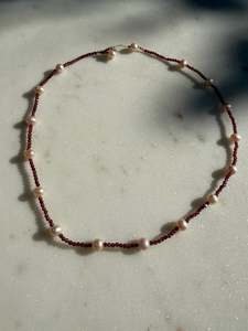 Garnet Pearl Necklace