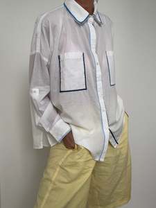 Embroidered: Blue Trim Shirt