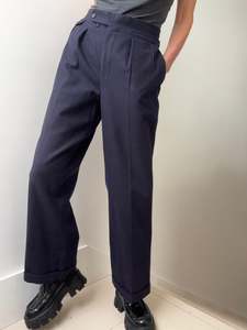 Trousers: Vintage Navy Wool Stanbury Pants