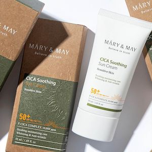 Products: Mary&May CICA Soothing Sun Cream SPF50+ PA++++