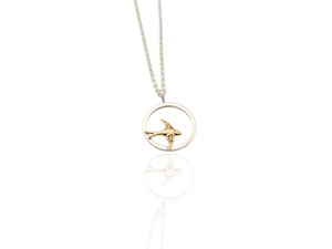 Jewellery Sale: Swallow Bird Pendant - Silver and Gold