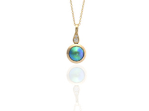 Blue Pearl Pendant in Rose Gold with Diamonds